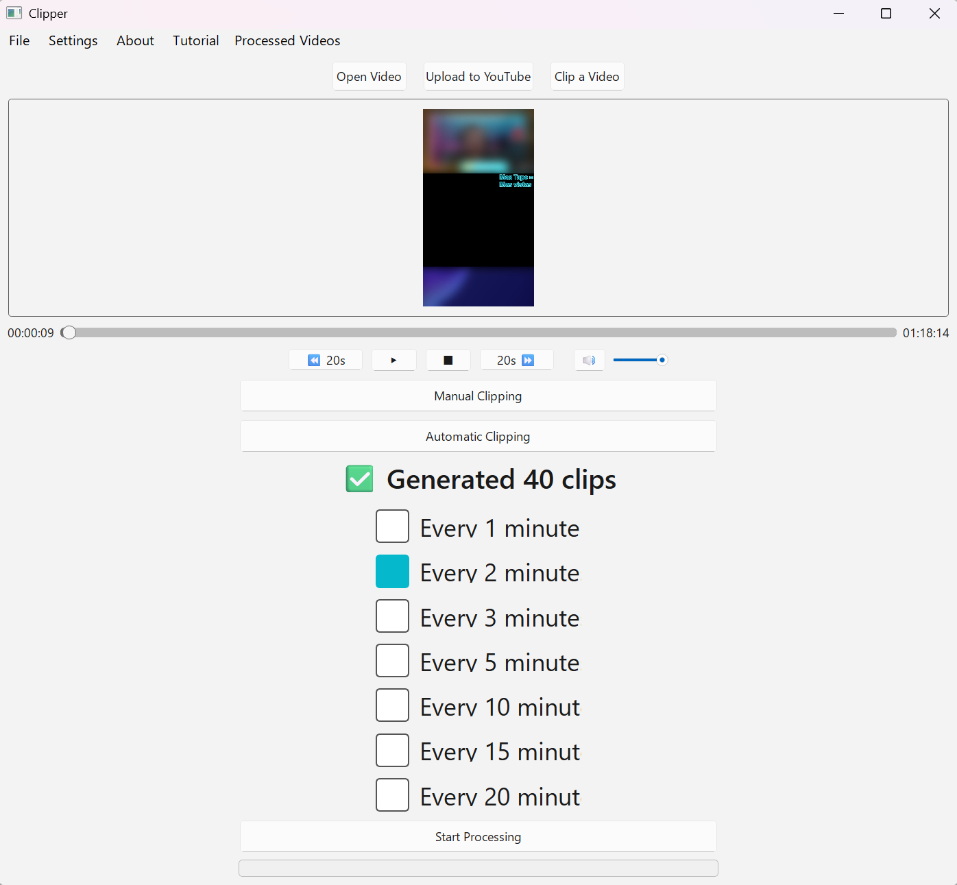 Automatic clipping result