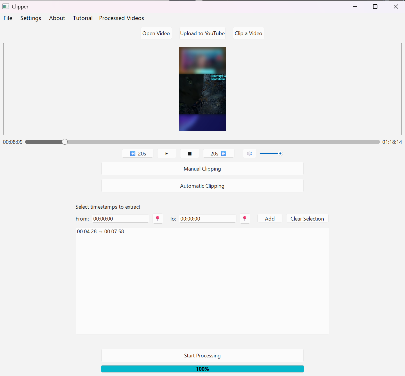 Generated clips confirmation