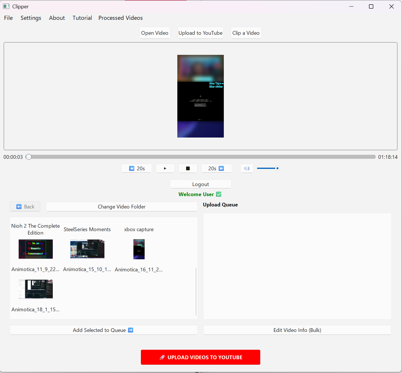 Video folder selection
