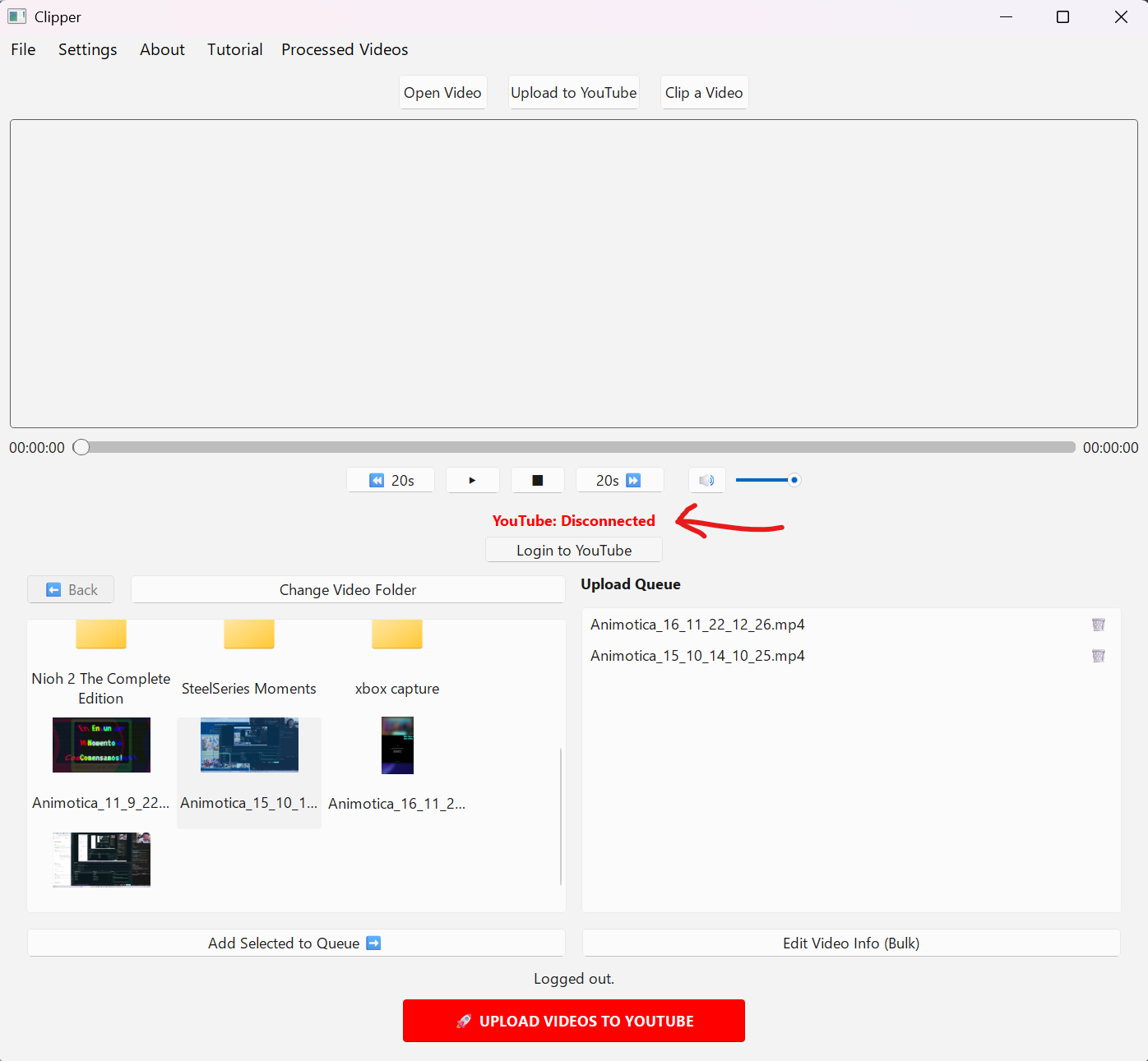 YouTube disconnected